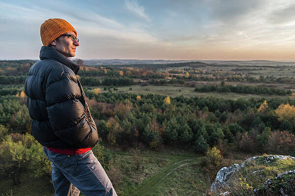 Wall Art - Photograph - Man Looking At View Of Forest, Polish by Ewa Cie?likiewicz