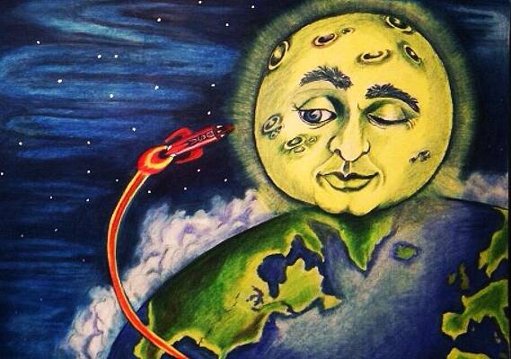Wall Art - Drawing - Man on the Moon by Julia Gatti