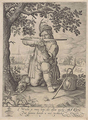 Wall Art - Drawing - Man With A Crossbow, Pieter Serwouters by Pieter Serwouters And Claes Jansz. Visscher Ii