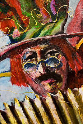  Painting - Man with accordion-detail from Three Red Musicians by Maxim Komissarchik