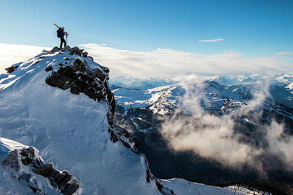 Wall Art - Photograph - Man With Splitboard On Top Of Mountain by Ben Girardi