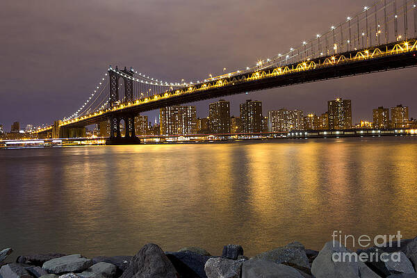 Manhattan Bridge Lights by Leslie Leda Manhattan Bridge Lights by Leslie Leda