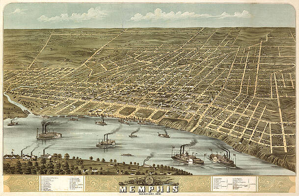 Wall Art - Photograph - Map of Memphis 1870 by Andrew Fare