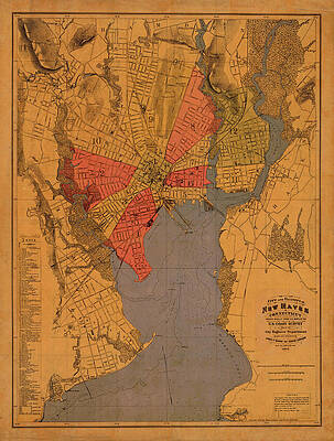 Wall Art - Photograph - Map of New Haven 1877 by Andrew Fare