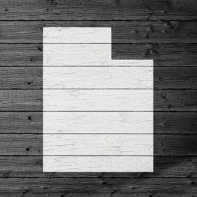 Wall Art - Mixed Media - Map Of Utah State Outline White Distressed Paint On Reclaimed Wood Planks by Design Turnpike