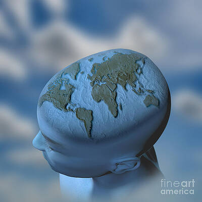 Wall Art - Photograph - Map On Mans Head by Mike Agliolo
