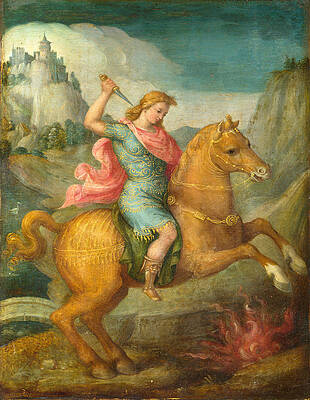 Marcus Curtius Print by Bacchiacca