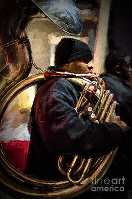 Mardi Gras Tuba Player _ NOLA Night by Kathleen K Parker Mardi Gras Tuba Player _ NOLA Night by Kathleen K Parker
