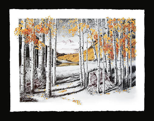 Maroon Bells gold with Border by Jill Westbrook Maroon Bells gold with Border by Jill Westbrook