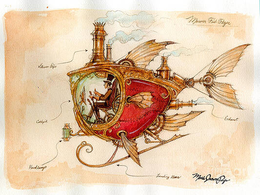 pics Steampunk Spaceship Drawing steampunk ship wall art fine art america