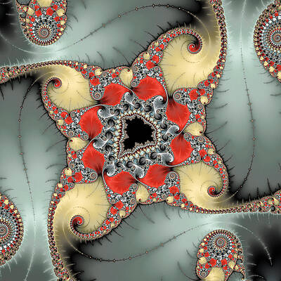 Wall Art - Digital Art - Math Art - Digital fractal leaves and spirals by Matthias Hauser