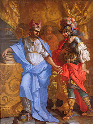 ABRAHAM GIVING PAYING TITHES TO MELCHIZEDEK BIBLE PAINTING ART REAL CANVAS PRINT