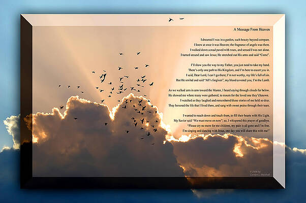 Wall Art - Photograph - Message From Heaven by Carolyn Marshall
