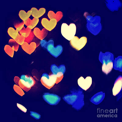 Wall Art - Photograph - Messy and Colorful Bokeh Hearts with Vintage Feel IV by Beverly Claire Kaiya
