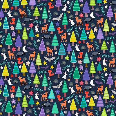 Wall Art - Drawing - Midnight Woodland by MGL Meiklejohn Graphics Licensing
