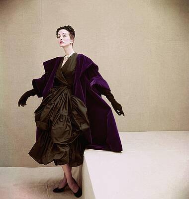 Wall Art - Photograph - Model Wearing Balenciaga's Tissue-paper Taffeta by Henry Clarke
