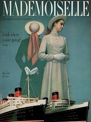 Wall Art - Photograph - Models Wearing Duchess Royal Above Ships by Herman Landshoff