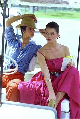 Wall Art - Photograph - Models Wearing Mic Mac Ensembles by Arthur Elgort