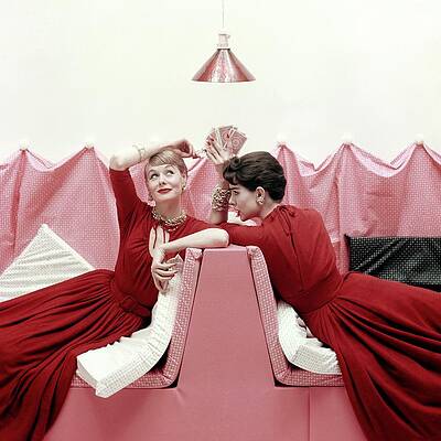 Wall Art - Photograph - Models Wearing Red Dresses by Richard Rutledge