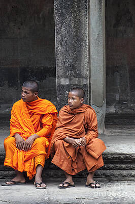 Wall Art - Photograph - Monks at Angkor Wat by David Lane