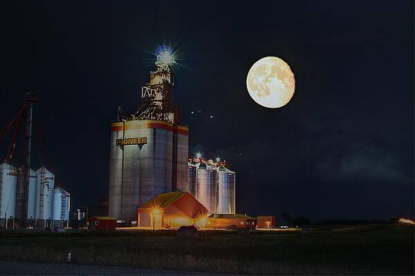 Wall Art - Photograph - Moon glow over elevator by David Matthews