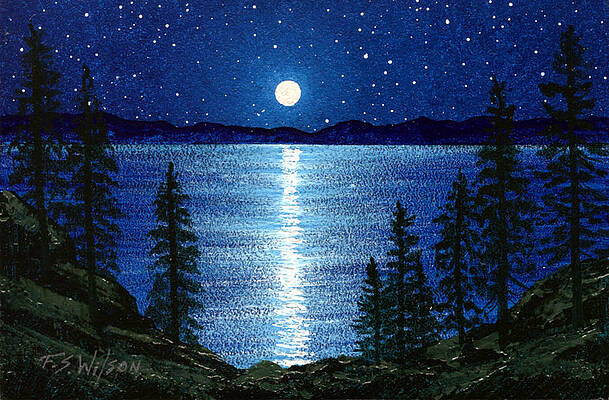 Moon Over Water Paintings Fine Art America