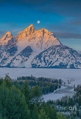 Wall Art - Photograph - Moon Setting Behind the Tetons by Brad Schwarm