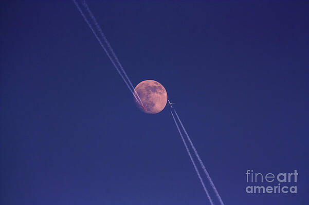 Wall Art - Photograph - Moon With Airplanes by John Chumack