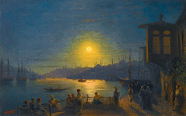 Moonrise over the Golden Horn Print by Ivan Konstantinovich Aivazovsky