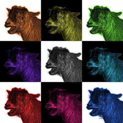 Wall Art - Digital Art - Mosaic Laughing Goat - 0312 F - M - V2 by James Ahn