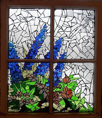 Mosaic Stained Glass - Delphiniums in the window by Catherine Van Der Woerd Mosaic Stained Glass - Delphiniums in the window by Catherine Van Der Woerd