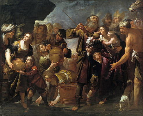 Moses and the water from the stone Print by Gioacchino Assereto