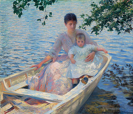 Mother and Child in a Boat Print by Edmund Charles Tarbell