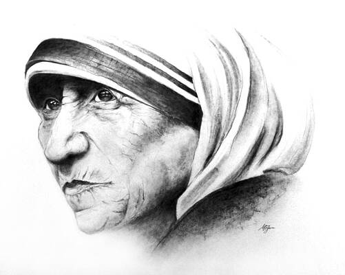 Graphite Pencils Mother teresa pencil sketch, Size: A3