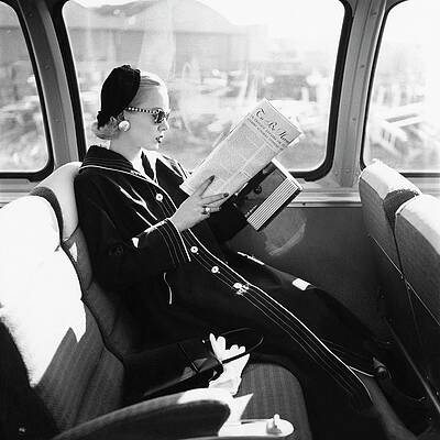 Wall Art - Photograph - Mrs. William McManus Reading On A Train by Leombruno-Bodi