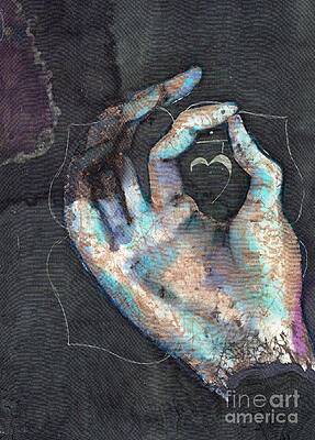  Painting - Muladhara - Root 'Blue Hand' chakra mudra #1 by Silk Alchemy