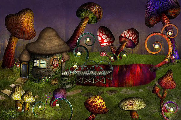 Wall Art - Digital Art - Mushroom - Deep in the Bayou by Mike Savad