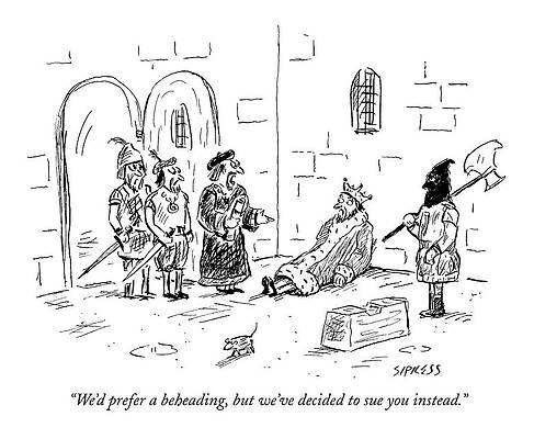 Wall Art - Drawing - Mutinous, Royal Soldiers And An Executioner by David Sipress
