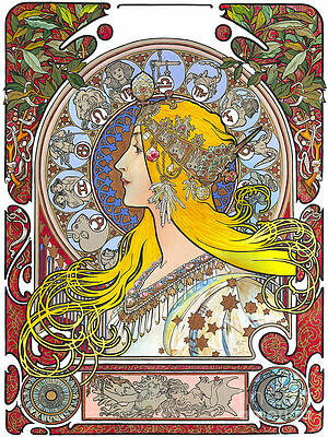 My Acrylic Painting As An Interpretation Of The Famous Artwork Of Alphonse Mucha - Zodiac - by Elena Daniel Yakubovich