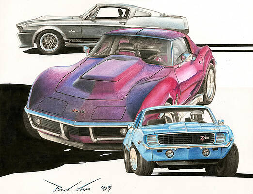 Wall Art - Drawing - My Favorite Three by Paul Kim