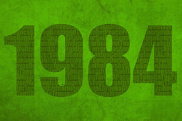 Wall Art - Mixed Media - My Favorite Year 1984 Word Art on Canvas by Design Turnpike