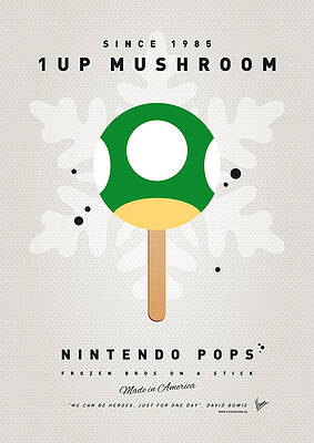 Wall Art - Digital Art - My NINTENDO ICE POP - 1 up Mushroom by Chungkong Art
