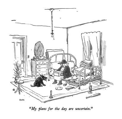 Wall Art - Drawing - My Plans For The Day Are Uncertain by George Booth