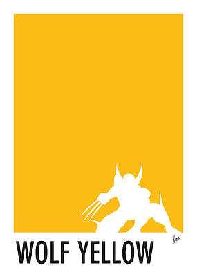 Wall Art - Digital Art - My Superhero 05 Wolf Yellow Minimal poster by Chungkong Art