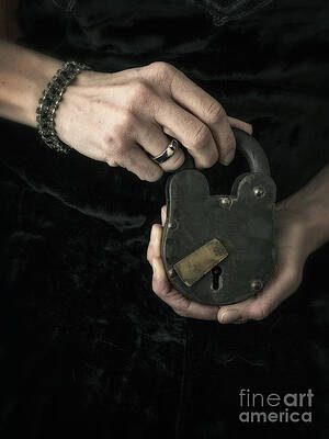 Wall Art - Photograph - Mysterious Woman with Lock by Edward Fielding