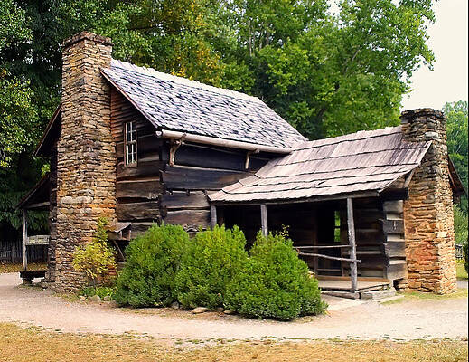 Wall Art - Photograph - NC Log cabin home by Flees Photos