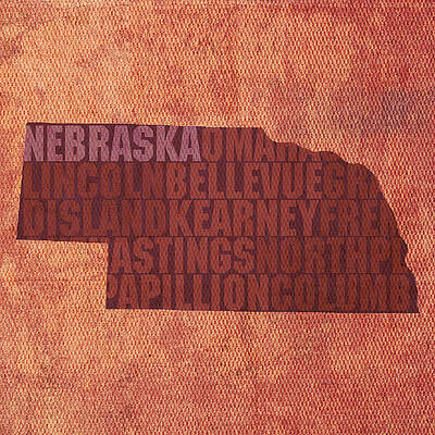 Wall Art - Mixed Media - Nebraska Word Art State Map on Canvas by Design Turnpike