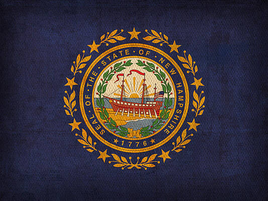 Wall Art - Mixed Media - New Hampshire State Flag Art on Worn Canvas by Design Turnpike
