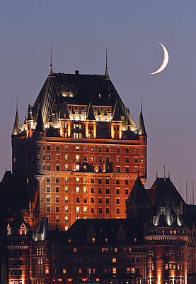 Wall Art - Photograph - New Moon over Chateau Frontenac In Quebec City by Juergen Roth