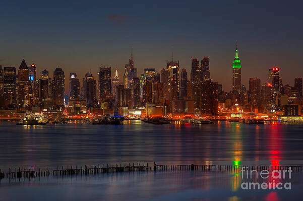Empire State Building Wall Art featuring the photograph New York City Saint Patricks Day Skyline I by Clarence Holmes